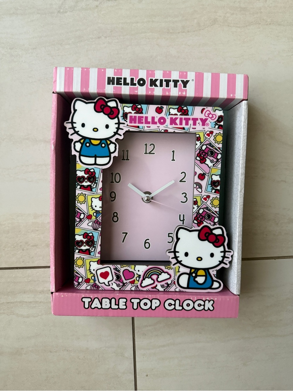 Hello Kitty Pink and White Tabletop Clock Box